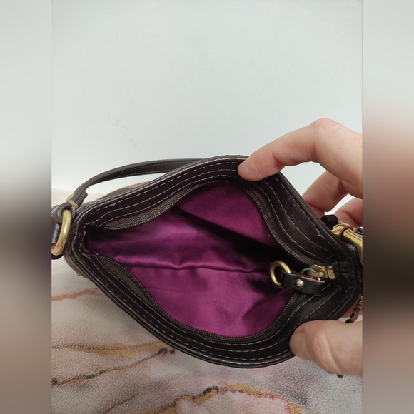 Coach Zoe Signature Wristlet Mini Handbag Brown Chocolate Y2K - Picture 14 of 16